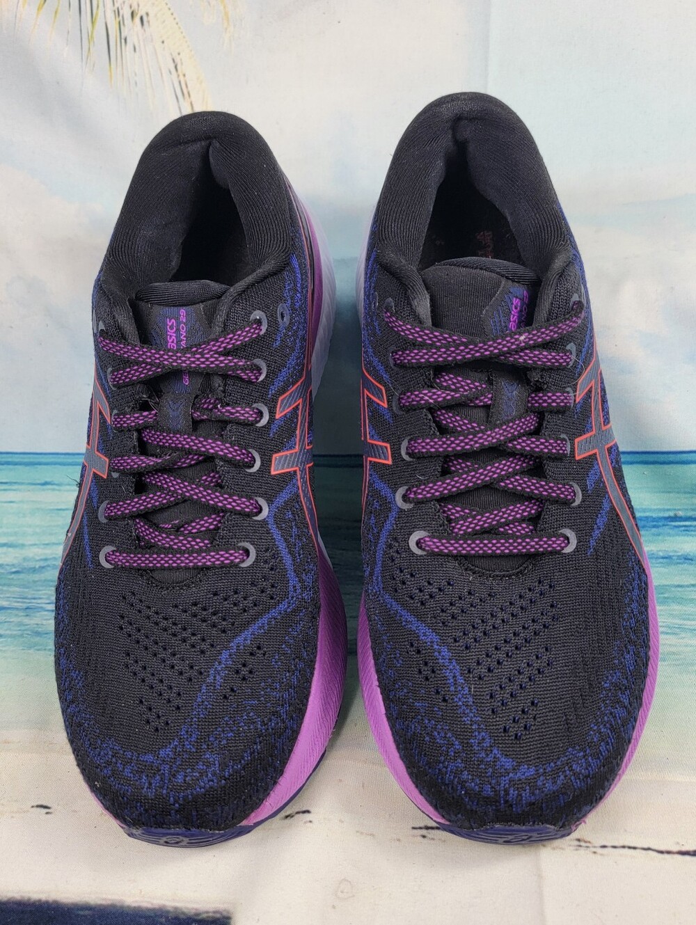 Asics Black Purple Orange Women's Running Sneakers - Picture 3 of 10